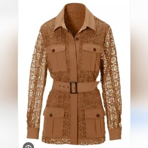 Boston Proper Lace Belted Utility Jacket